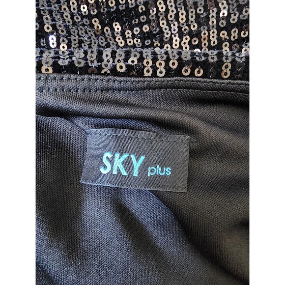 Sky Plus Black Sequin Minidress Size 2X Bodycon Lined - Picture 7 of 9